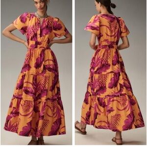 Anthropologie Tropical Print Maxi Dress